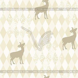 Seamless Christmas Pattern with deeers and - color vector clipart