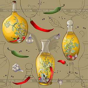 Seamless background.spices, spicy herbs, olive - vector clip art