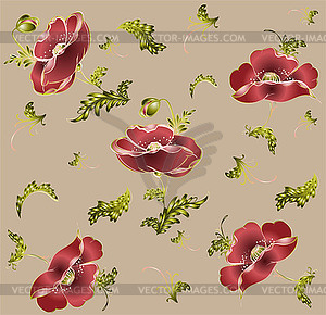 Seamless background of flowers ornament, fashionabl - vector clipart