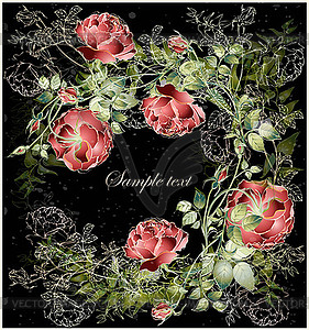 Greeting card with rose. roses. Beautiful decorati - vector clipart