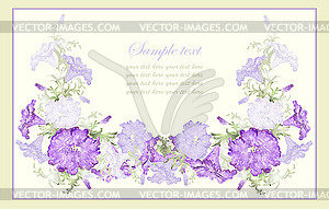 Greeting card with petunia . Beautiful decorative - vector clipart