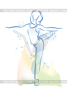 Outline dancing girl - vector image