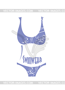 Silhouette of bikini with floral design - vector image