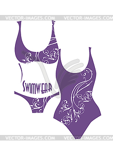 Silhouette of bikini with floral design - vector image