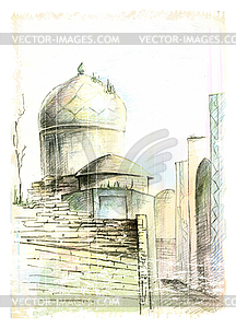 Street in Eastern city - vector image