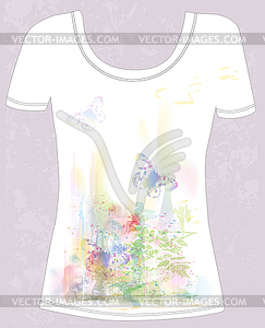T-shirt with natural design - royalty-free vector image