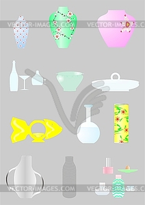Виды посуды и утвари - изображение в формате EPS