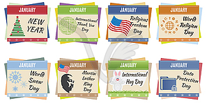 World holidays. January - vector clipart