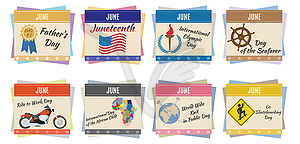 World holidays. June - vector image