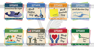 World holidays. September - color vector clipart