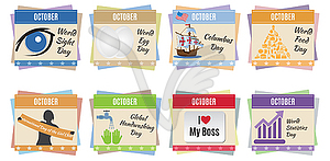 World holidays. October - vector clipart / vector image