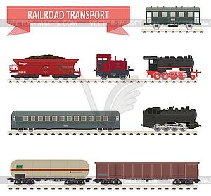 Поездов. Железнодорожный набор - клипарт в векторном формате