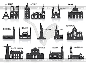 Silhouettes of cities - vector clip art