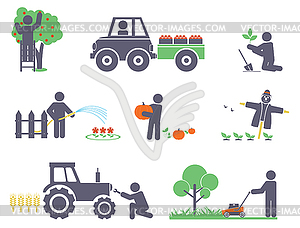 Work in garden - vector image