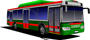 Red-green city bus. Coach - vector clipart