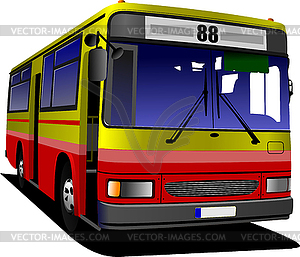 Красно-желтый городской автобус. Тренер - клипарт в формате EPS