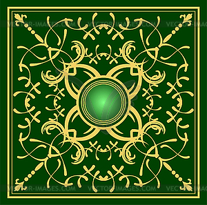 Gold ornament on green background. Can be used as - vector image