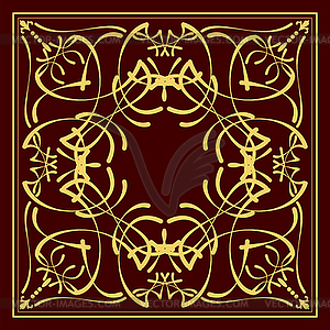 Gold ornament on brown background. Can be used as - vector image