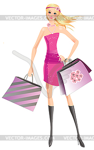 Shopping girl - vector EPS clipart