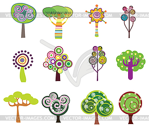 Decorative trees icons - vector image