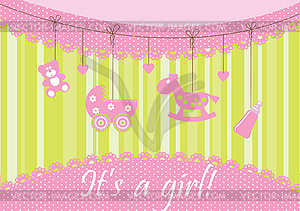 Baby arrival announcement card - vector clipart