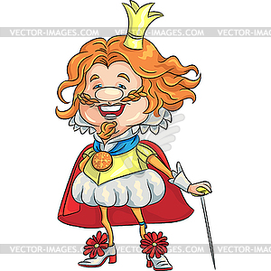 Cartoon happy smiling king with golden crown - vector clipart