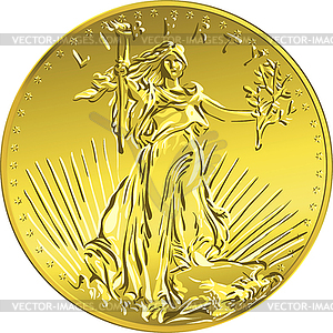 American money gold coin Liberty - vector image