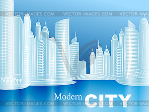 Sketch of modern city - vector clipart