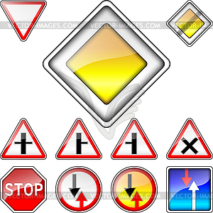 Set of road signs priority - vector image