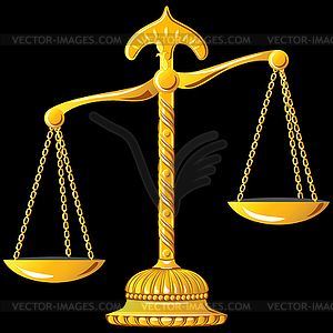 Gold scale of justice - vector image