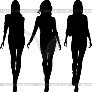 Silhouette of fashion girls top models - vector image