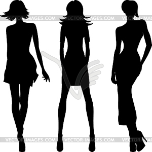 Silhouette of fashion girls top models - vector clip art