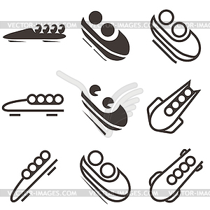 Winter sport icons - Bobsled - vector image