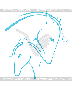 Contour of horses - vector clipart