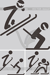 Nordic combined icons - vector clip art