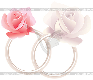 Wedding rings and roses - vector clipart