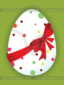 Funny egg with red bow - vector image