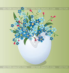 Easter egg with flowers - vector image