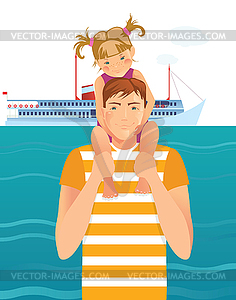 1619 - Father and daughter - vector clipart
