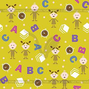 Girl, boy and ABC - vector clipart