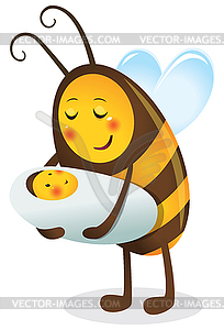 1669 - Bee mother and child - vector image