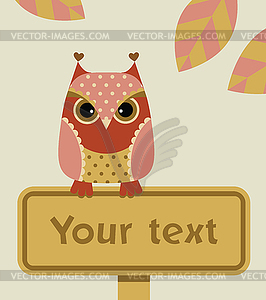 Owl with sign - vector clip art