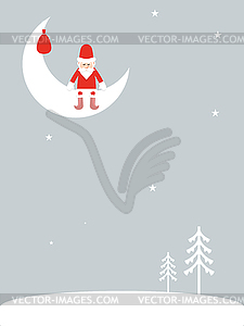 Santa Claus on moon - vector clipart