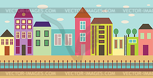 City street - color vector clipart