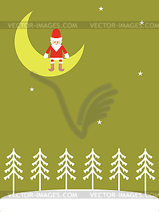 Santa Claus on moon - vector image