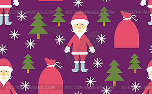 Seamless - Santa Claus and gifts - vector clip art