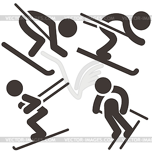 Downhill skiing icons set - vector clipart / vector image