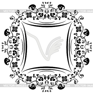 Floral pattern frame. Black and white - vector clip art