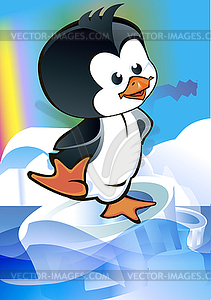 Kid - penguin on ice floe - vector clip art