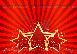Greeting card with red stars - vector image